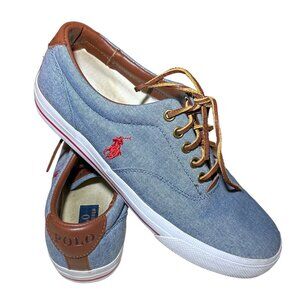 Polo Ralph Lauren Vaughn-Ne Shoes  size 9D  Chambray/Leather Upper.